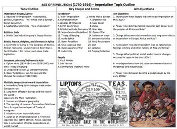 Preview of Topic Outline Sheets: World History 2 year course guide for 20 unit plans!!