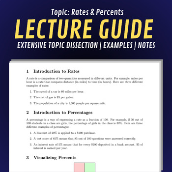 Preview of Topic: Rates-Percents | LECTURE GUIDE | For Student Learning!