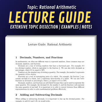 Preview of Topic: Rational Arithmetic | LECTURE GUIDE | For Student Learning!