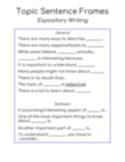 Topic Sentence Frames - Expository Writing