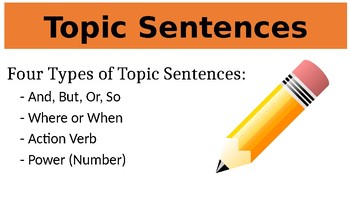 Preview of Topic Sentence Powerpoint - Teaching Four Types of Topic Sentences