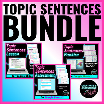 Preview of Topic Sentences Activity BUNDLE | Digital Lesson, Practice, & Assessment