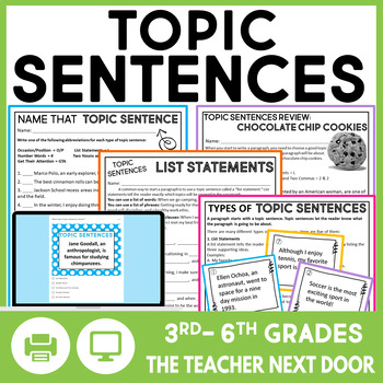 Preview of Topic Sentences in Paragraph Writing Activity - How to Write a Topic Sentence