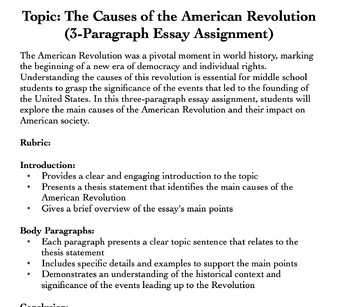 thesis statement on the causes of the american revolution