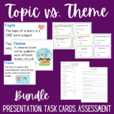Topic vs. Theme- PowerPoint Presentation, Task Cards, Assessments
