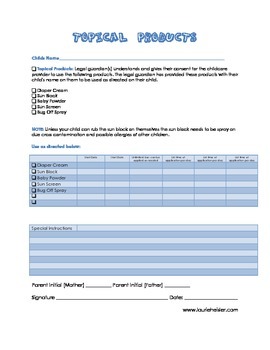 Preview of Topical Products Permission Form