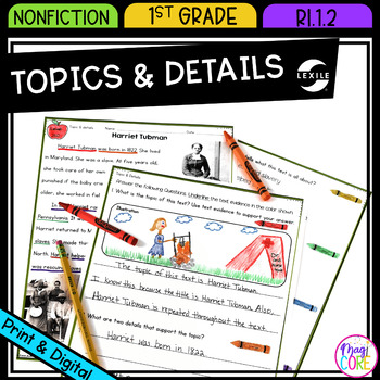 Preview of Main Topic & Supporting Details Nonfiction Passages Worksheets RI.1.2 RI1.2