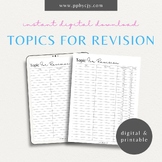 Topics For Revision Printable Template | Student Understan