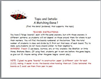 Preview of Topics and Details: A Matching Game ! Distance Learning