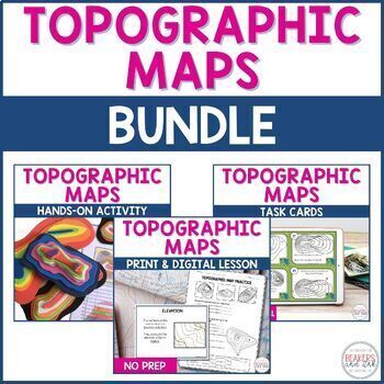 Preview of Topographic Map Activity and Topographic Map Worksheets Bundle