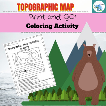 Preview of Topographic Map Coloring Activity with Key