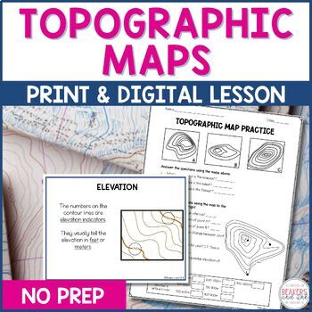 Preview of Topographic Maps Complete Lesson | Topographic Map Activity