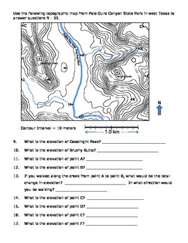 Topographic Map Worksheet By Aprotonicpointofview Tpt