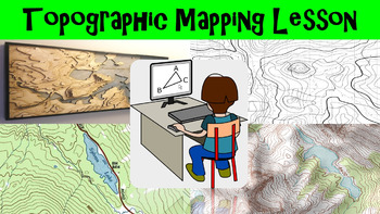 Preview of Topographic Mapping Lesson with Worksheet, Power Point, and Map Reading Activity