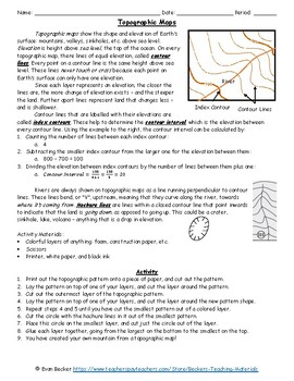 Topographic Maps Activity And Worksheet Key By Becker S Teaching