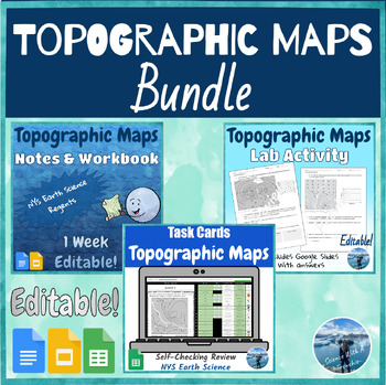 Preview of Topographic Maps Bundle | Notes, Lab & Review Activities | NYS Earth Science