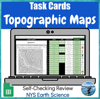 Preview of Topographic Maps Task Cards | Earth Science Regents Review | Digital