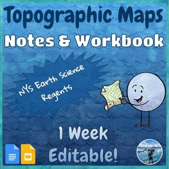 Preview of Topographic Maps Unit Notes & Workbook | Editable