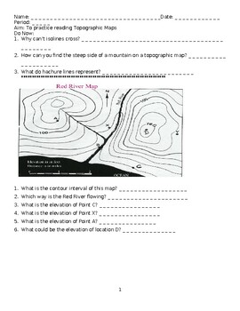 Preview of Topographic Practice Scaffolded/Guided Notes w/KEY