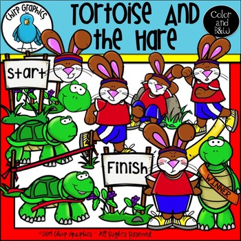 Tortoise And The Hare Clip Art Set Chirp Graphics By Chirp Graphics
