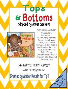 Preview of Tops and Bottoms Mini Pack Activities 3rd Grade Journeys Unit 3, Lesson 12