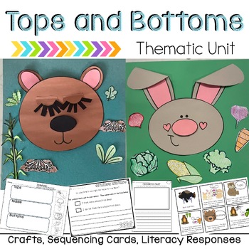 Preview of Tops and Bottoms Unit: Craft, Sequencing Cards, Literacy Responses