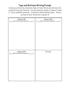 Tops And Bottoms Character Worksheets Teaching Resources Tpt