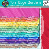 Torn Paper Deckle Edge Clipart: 15 Rainbow Ripped Border C