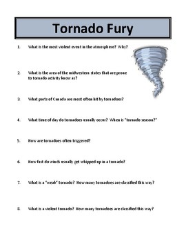 Tornado Fury - Reading Comprehension and Substitute Plan by Brilliance ...