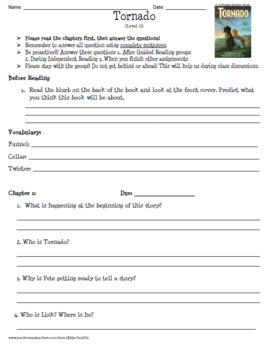Tornado (Guided Reading Level O) Chapter Comprehension Questions