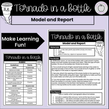 Preview of Tornado in a Bottle Science Project with Report Severe Weather Research Activity