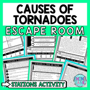Preview of Tornadoes Escape Room Stations - Reading Comprehension Activity