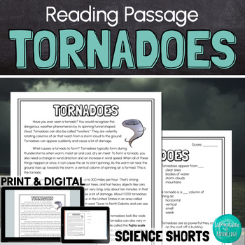 Preview of Tornadoes Reading Comprehension Passage PRINT and DIGITAL