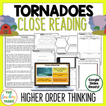 Preview of Tornadoes Reading Comprehension Passages | Tornadoes Reading Activities