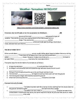 Tornadoes WebQuest by Stokes' Scholars | TPT