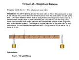 Torque Weight and Balance Lab