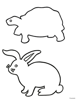 Preview of Tortoise & Hare:  Free Black & White Outline/Shadow Puppet Templates