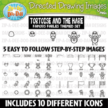 Preview of Tortoise and the Hare Storybook Directed Drawing Images Clipart Set