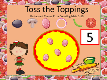 Preview of Toss the Toppings - Restaurant Theme Pizza Counting Mats 1-10