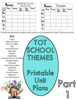 Preview of TOT SCHOOL BLANK UNIT PLANS for Teacher Binders - Printable Pre-K Outlines p.1