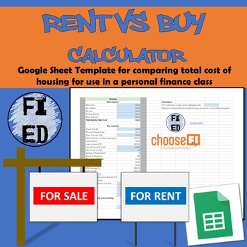 Preview of Total Cost Of Housing Calculator - Rent vs Buy | Google Sheet