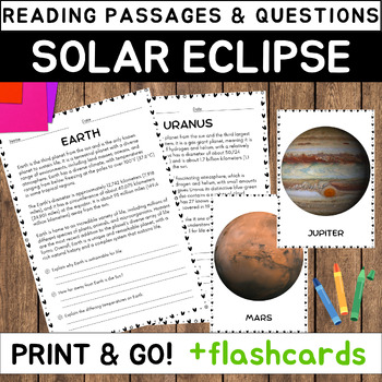 Preview of Total Eclipse 2024: Reading Passages & questions + flashcards