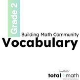 Total Math Unit 1 Building Math Community Vocabulary Second Grade