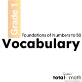 Total Math Unit 2 Foundations of Numbers Vocabulary First Grade
