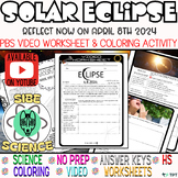 Eclipse 2024, 9th, Science, Comprehensive, Worksheets, Vid