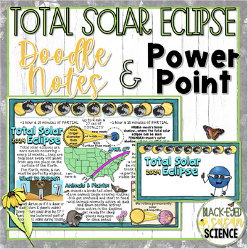 Preview of Total Solar Eclipse 2024 Doodle Notes & Quizzes (PDF and Google Form)+PowerPoint