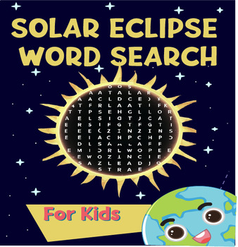 Preview of Total Solar Eclipse 2024 Word Search, 34 Word Game Puzzles About Solar Eclipse