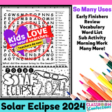 Total Solar Eclipse 2024 Word Search Puzzle Activity Solar