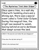 Total Solar Eclipse Reading Comprehension Bundle: Kinderga