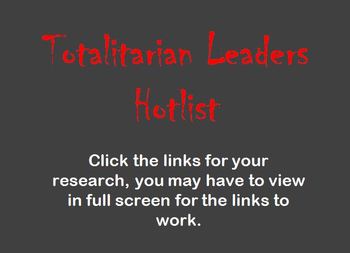 Preview of Totalitarian Leaders Hotlist : Dictators of WWII